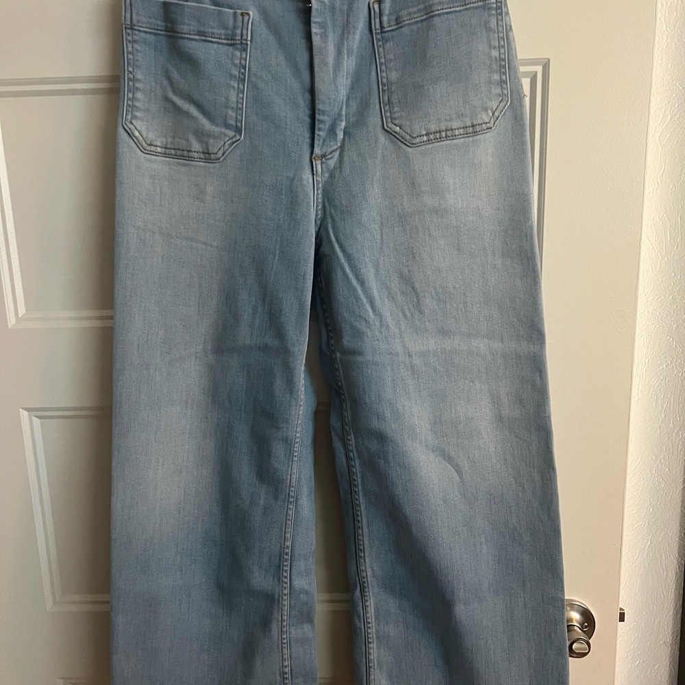 Anthropologie sz 28 Maeve Colette Light Wash Wide Leg Jeans high waisted - Picture 4 of 6